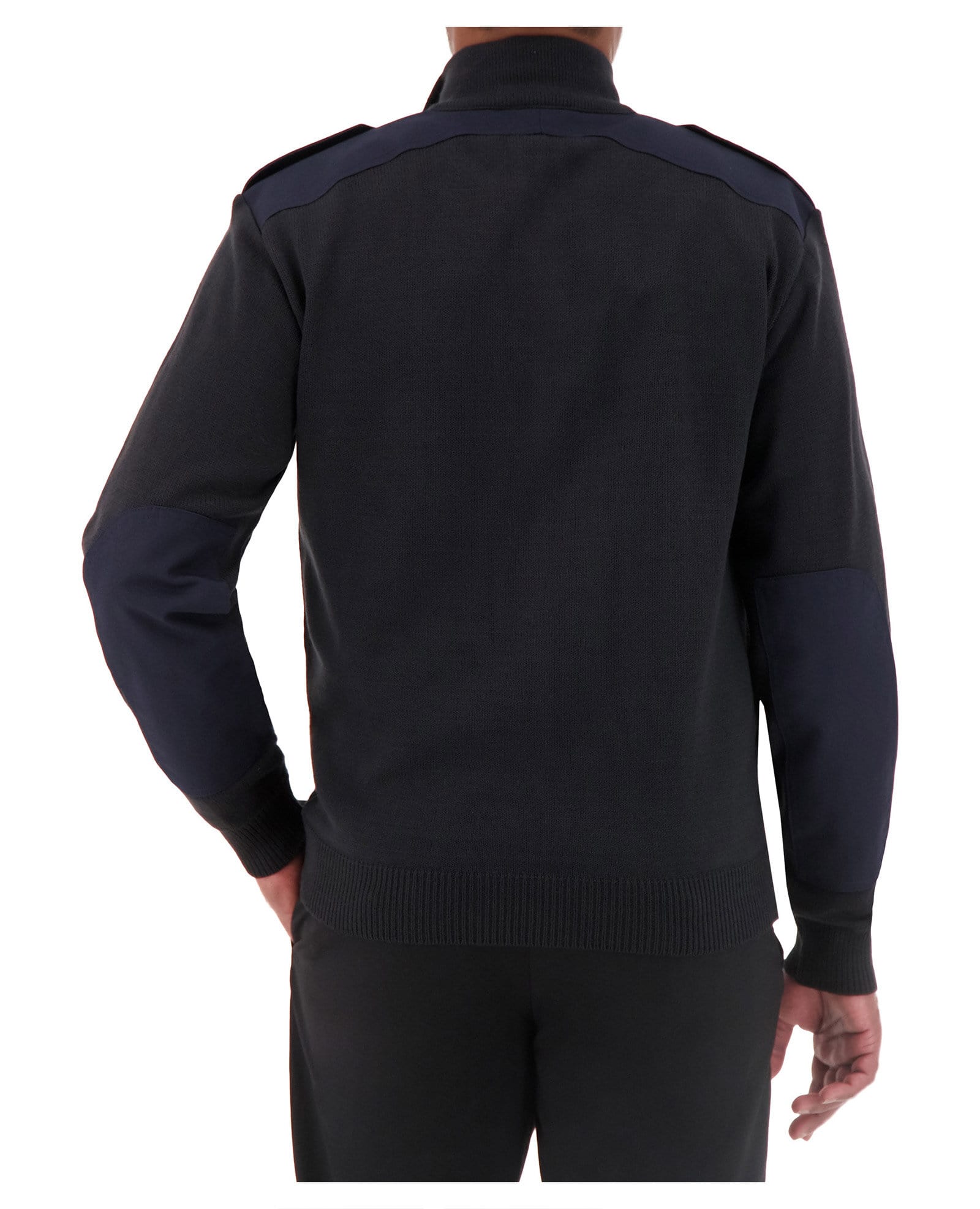 Cobmex Quarter Zip Mockneck “Military” with Button Epaulets, Shoulder and Elbow Patches
