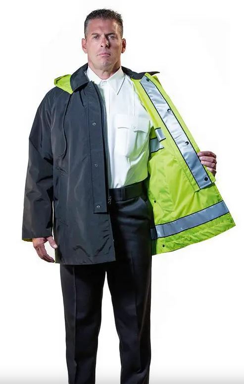 Anchor Uniform 34″ Reversible Raincoat - Black to Lime