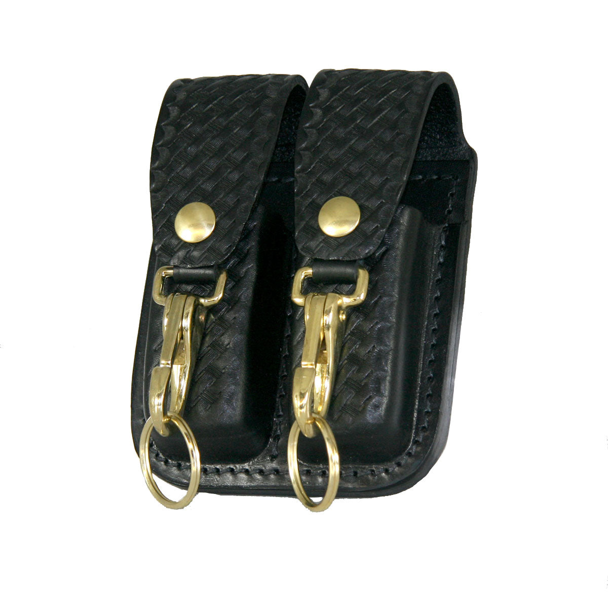 Boston Leather 5608 – Regular, Double Clip, Double Stack Magazine Leather Holder – 9MM, .40 cal with Key Holder