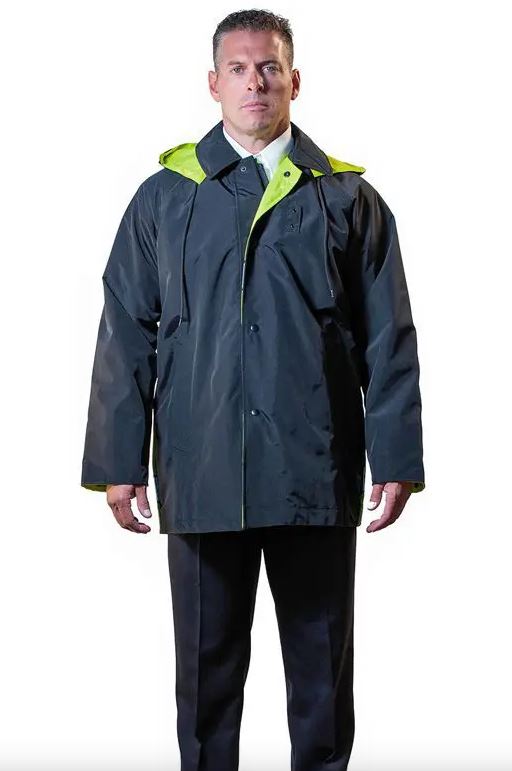 Anchor Uniform 34″ Reversible Raincoat - Black to Lime