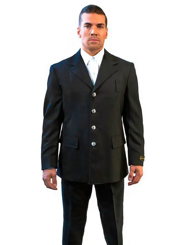 Anchor Uniform Men's Single Breasted Coat with Bottom Flaps – Polyester Wool Blend