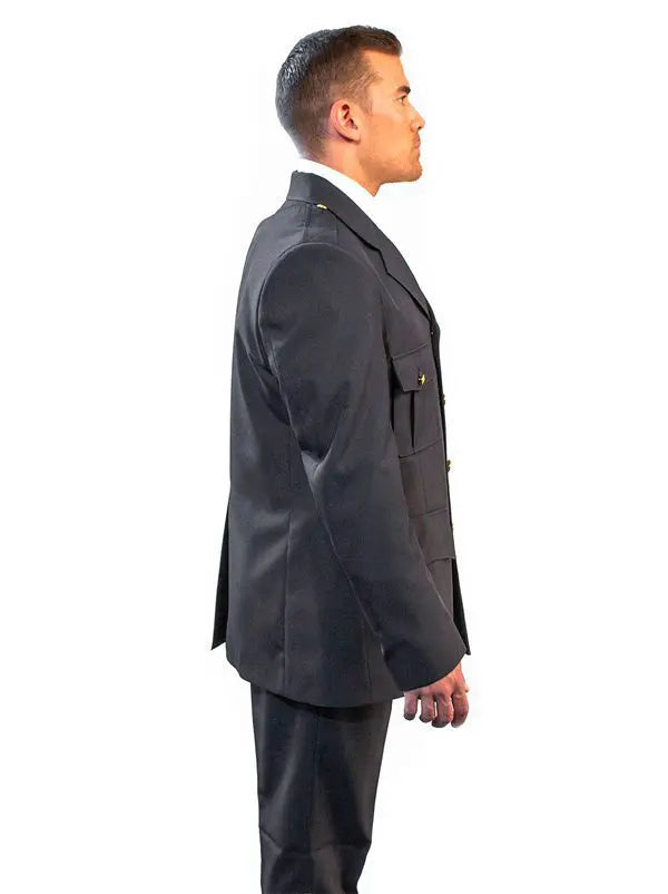 Anchor Uniform Men's Single Breasted Coat with Top Patch Pockets and Bottom Flaps – Polyester Wool Blend