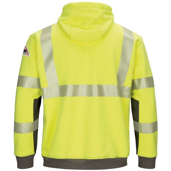 Bulwark Men's Hi-Visibility Color Block Pullover Fleece Sweatshirt - Yellow/Green