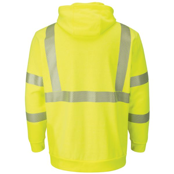 Bulwark Men's Fleece FR Hi-Visibility Pullover Hooded Sweatshirt - Yellow/Green