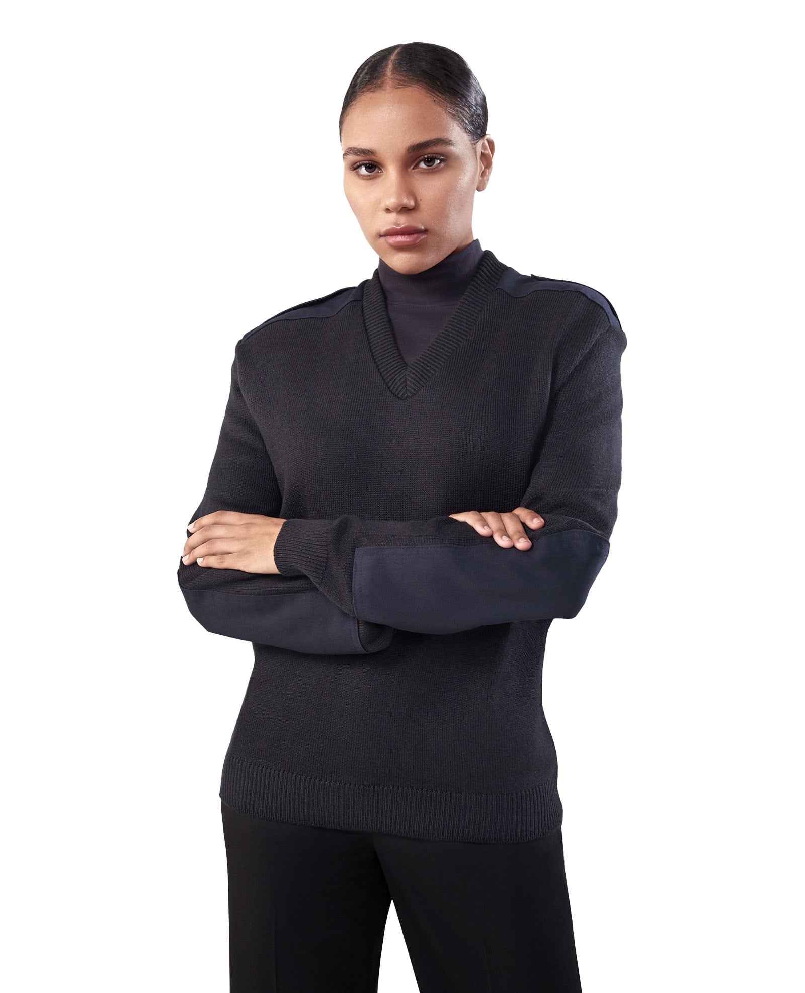 Cobmex V-Neck “Military” with VELCRO® Brand fastened Epaulets, Shoulder and Elbow Patches