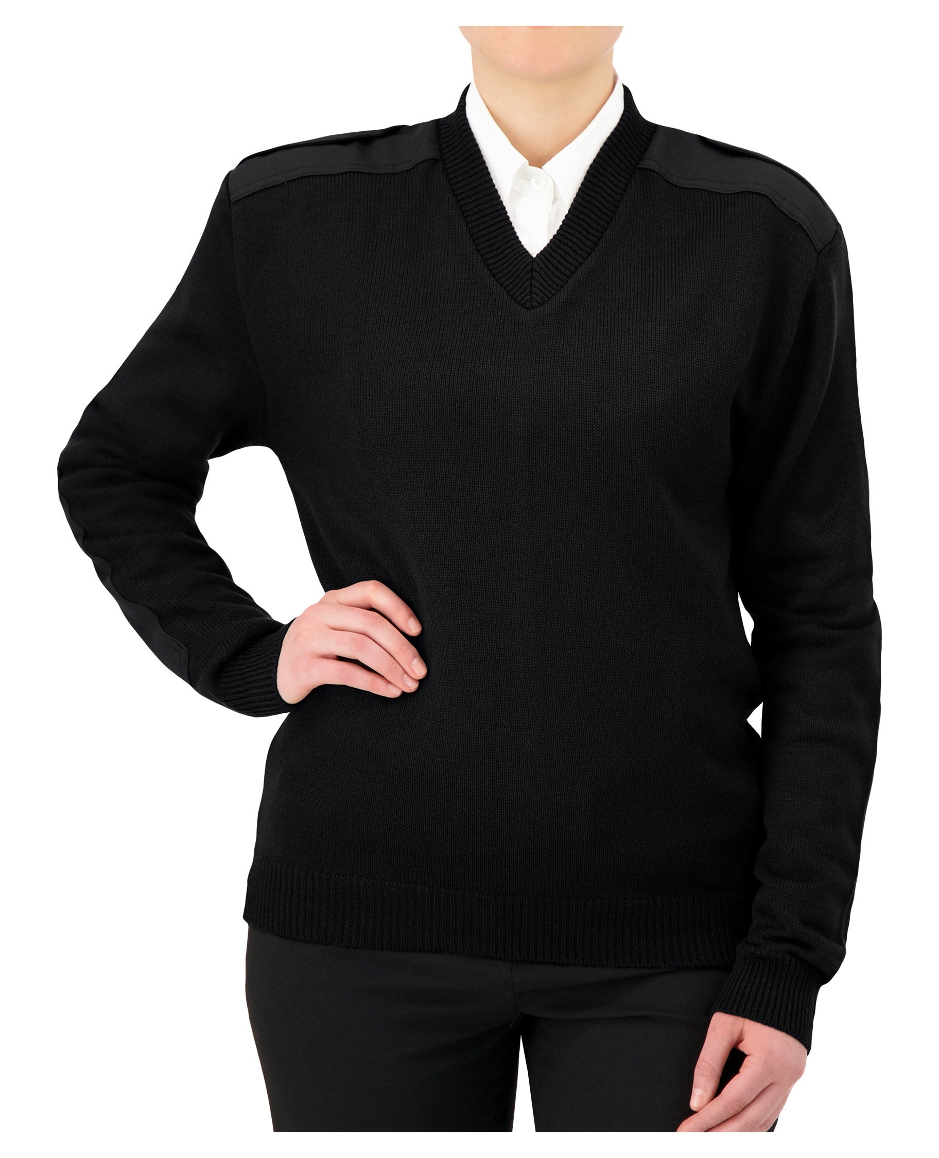 Cobmex V-Neck “Military” with VELCRO® Brand fastened Epaulets, Shoulder and Elbow Patches