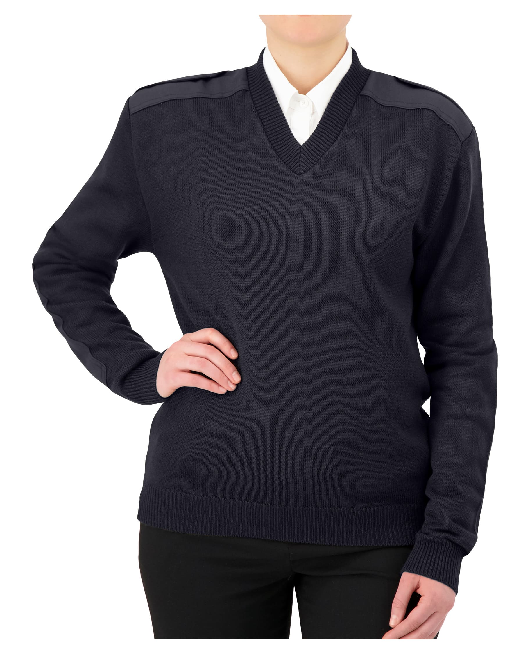 Cobmex V-Neck “Military” with VELCRO® Brand fastened Epaulets, Shoulder and Elbow Patches