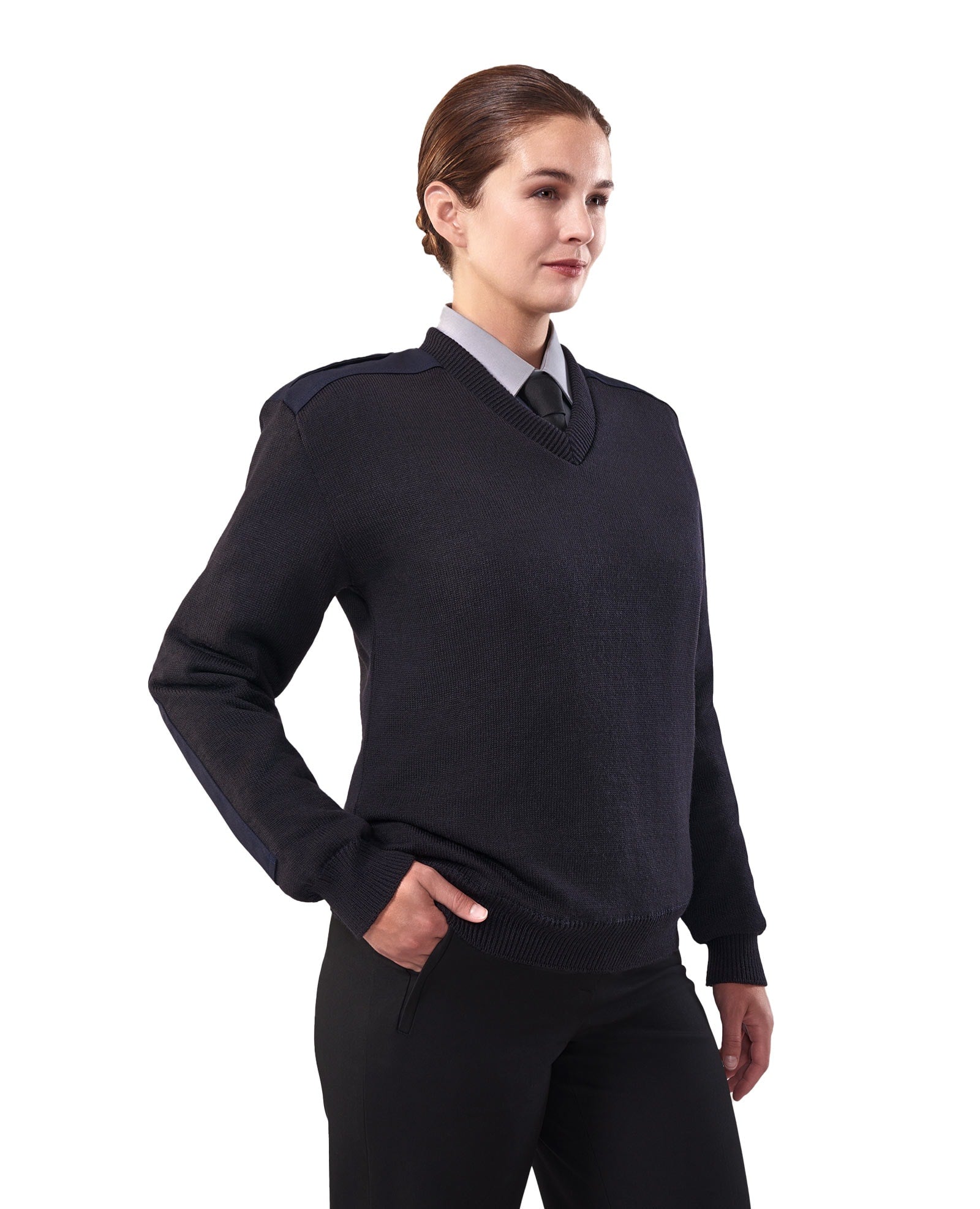 Cobmex V-Neck “Military” with VELCRO® Brand fastened Epaulets, Shoulder and Elbow Patches, Windproof, Water-Resistant and Breathable Hi-Tech Lining