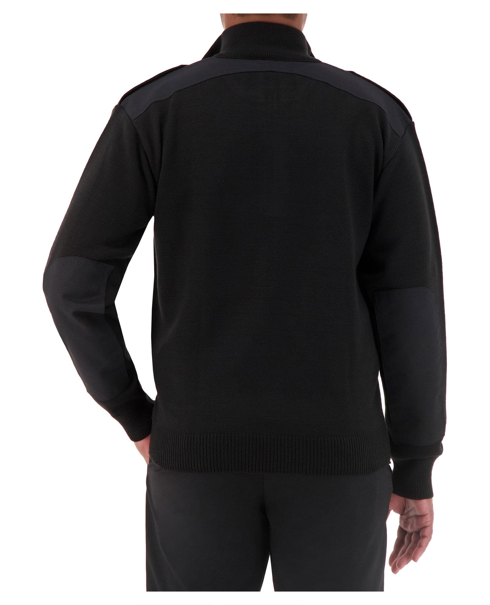 Cobmex Quarter Zip Mockneck “Military” with Button Epaulets, Shoulder and Elbow Patches
