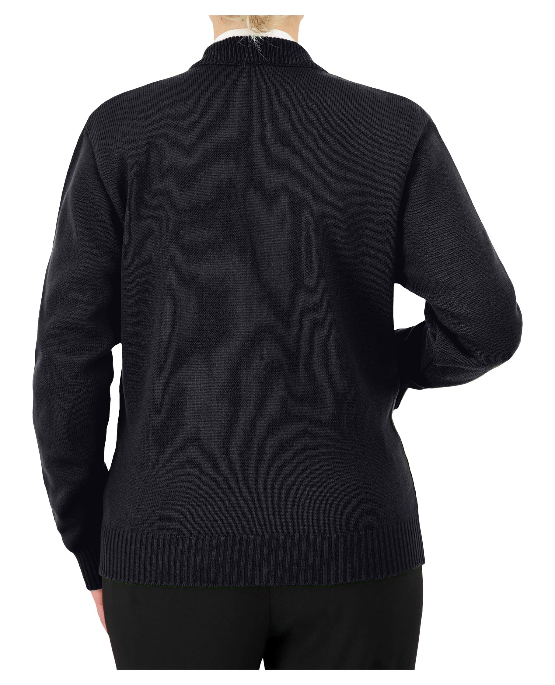 Cobmex Crew Neck Zip Front Cardigan with Seed Stitch Placket and Pockets, Reinforced Elbows, Ribbed Waistband and Cuffs