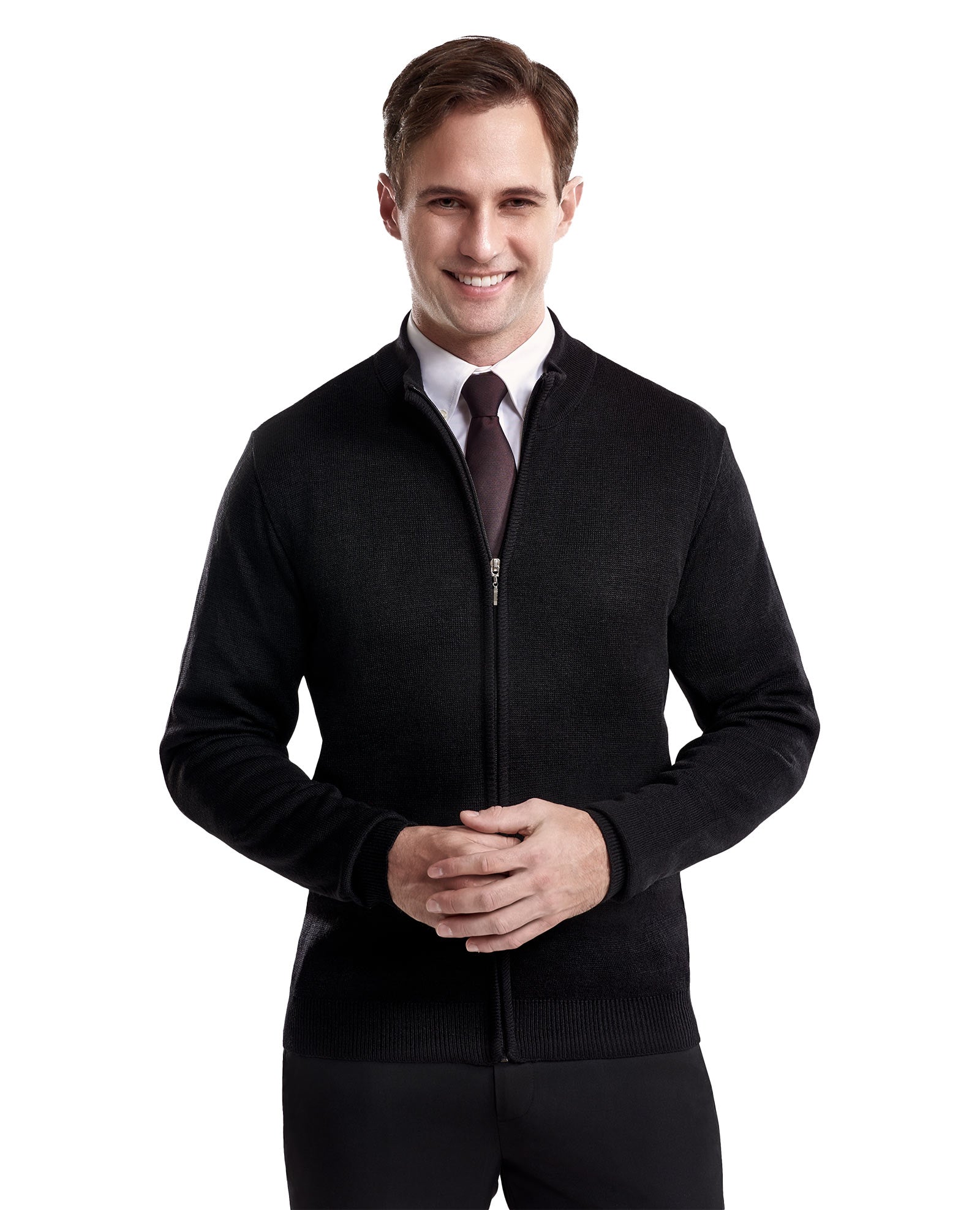 Cobmex Men’s Mockneck Full Zip Cardigan