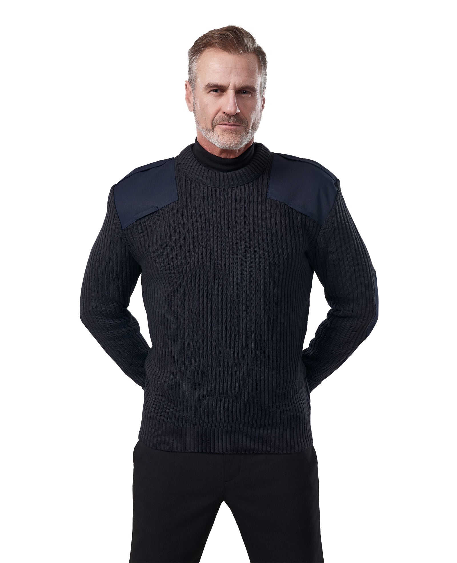Cobmex Crew Neck Rib “Commando” with VELCRO® Brand fastened Epaulets, Shoulder and Elbow Patches