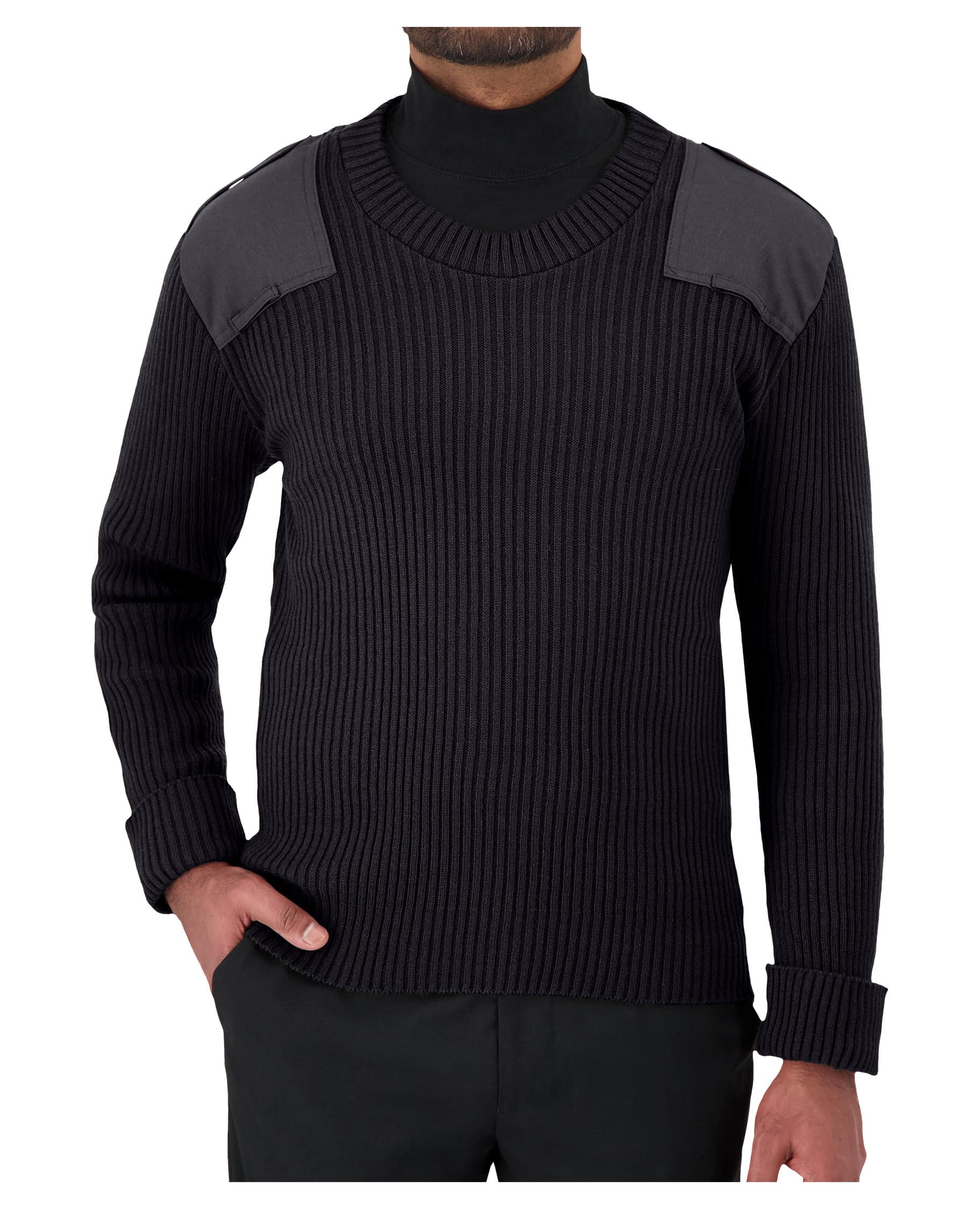 Cobmex Crew Neck Rib “Commando” with VELCRO® Brand fastened Epaulets, Shoulder and Elbow Patches