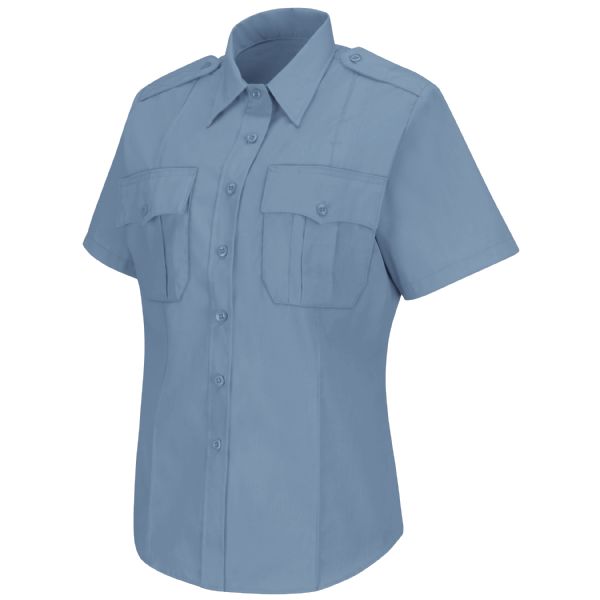 Horace Small Women's New Dimension® Poplin Short Sleeve Shirt - Light Blue