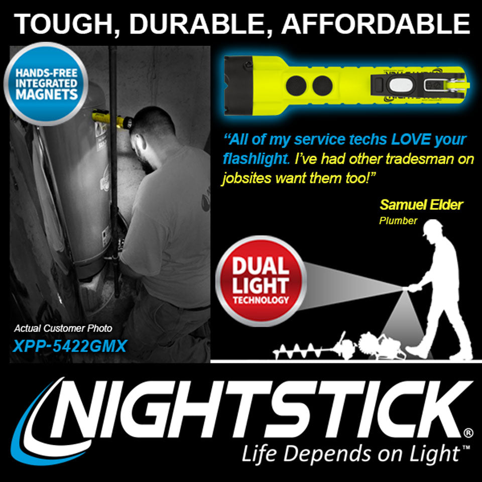 Night Stick X-Series Intrinsically-Safe Dual-Light Flashlight w/ Dual Magnets