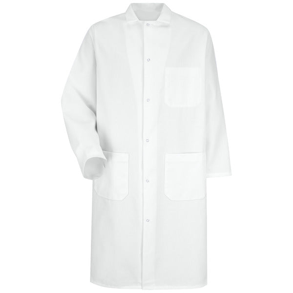 Red Kap Gripper-Front Butcher Frock with Interior Pocket - White