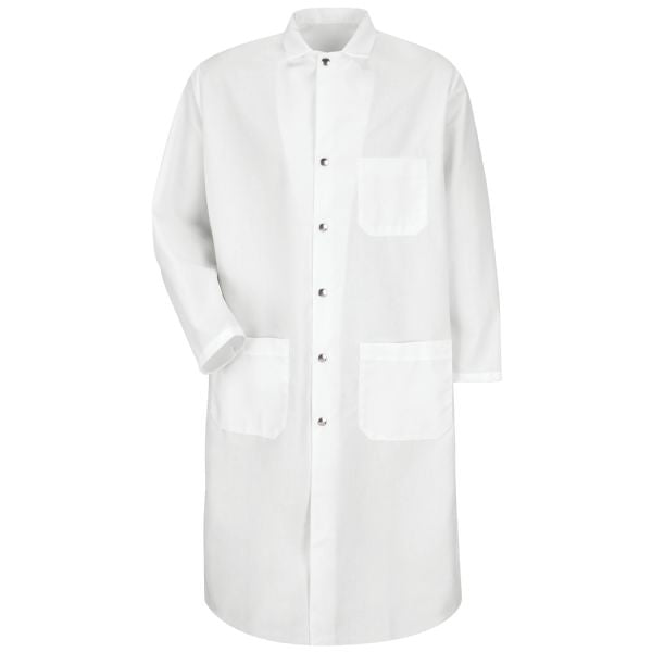 Red Kap Snap-Front Spun Polyester Butcher Coat - White