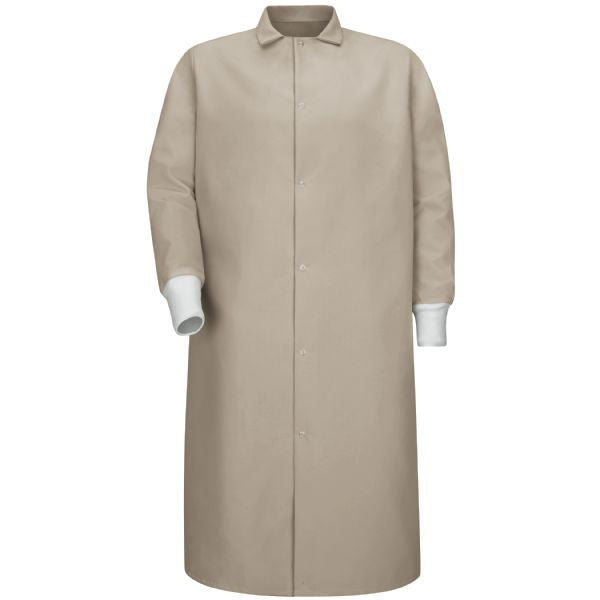 Red Kap Gripper-Front Spun Polyester Pocketless Butcher Coat with Knit Cuffs
