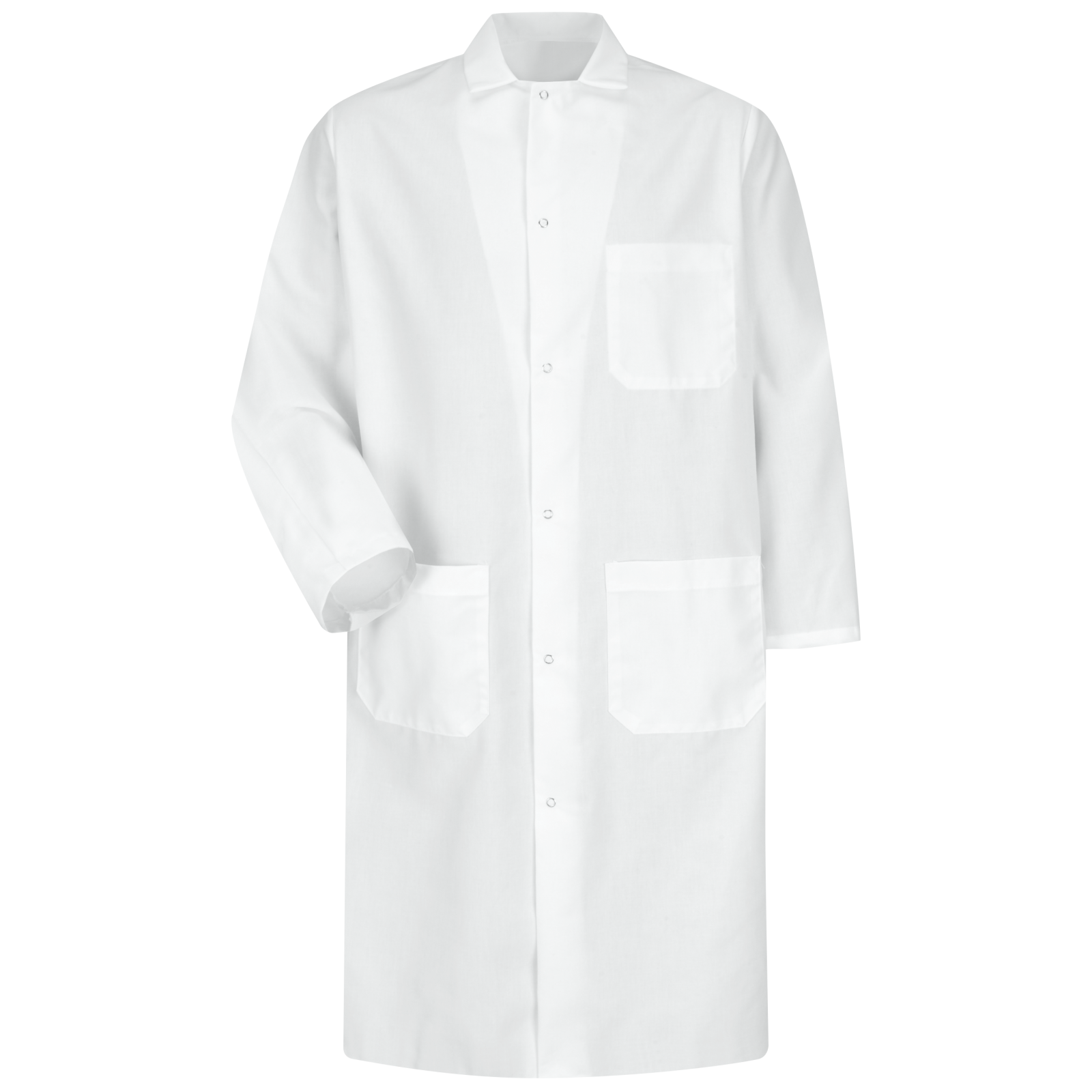 Red Kap Gripper-Front Spun Polyester Butcher Coat with Interior Pocket - White