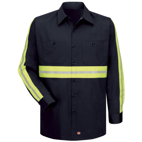 Red Kap Long Sleeve Enhanced Visibility Cotton Work Shirt