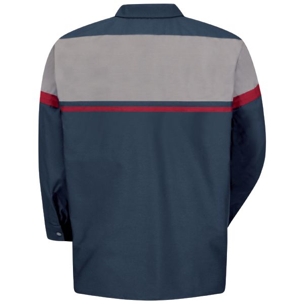 Red Kap Men's Long Sleeve Performance Tech Shirt - Navy/Red/Light Grey