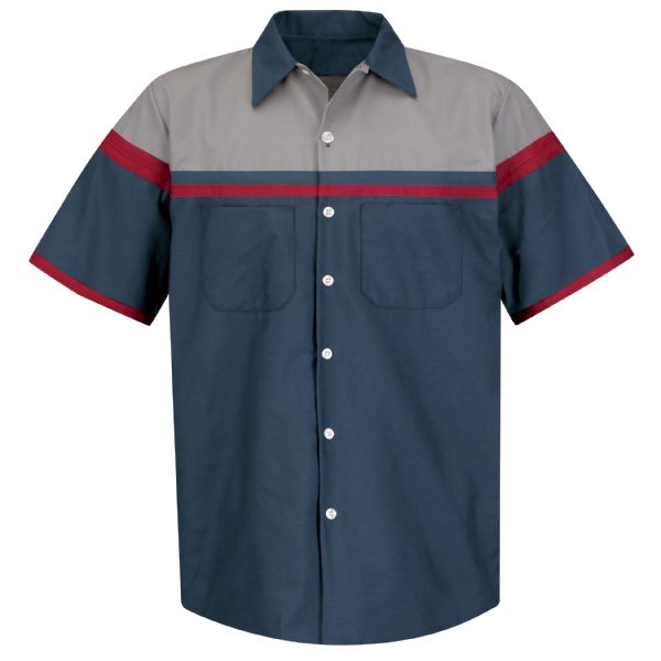Red Kap Men's Short Sleeve Performance Tech Shirt - Navy/Red/Light Grey