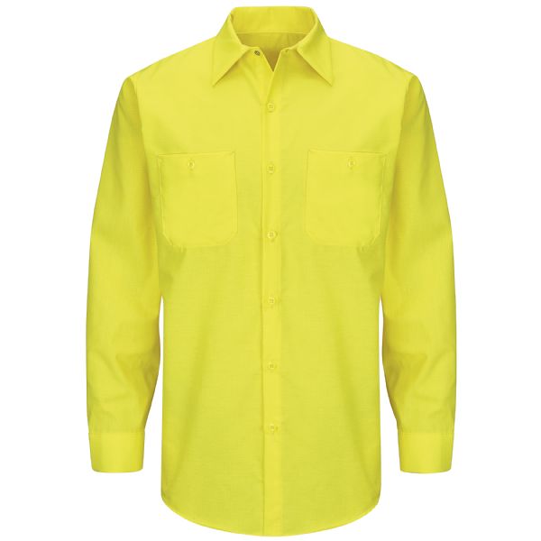 Red Kap Long Sleeve Enhanced Visibility Ripstop Work Shirt - Fluorescent Yellow/Green