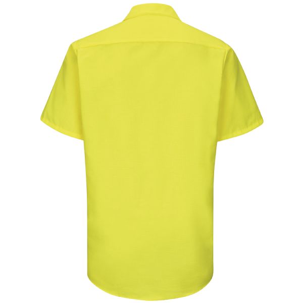 Red Kap Short Sleeve Enhanced Visibility Ripstop Work Shirt - Fluorescent Yellow/Green