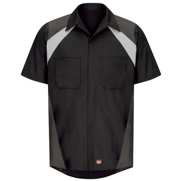 Red Kap Men's Short Sleeve Tri-Color Shop Shirt