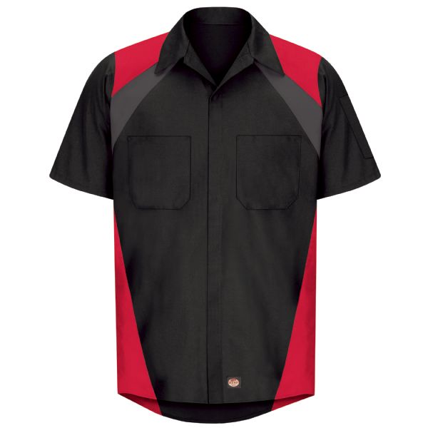 Red Kap Men's Short Sleeve Tri-Color Shop Shirt