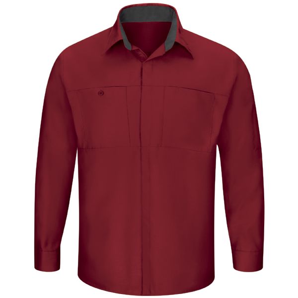 Red Kap Men's Long Sleeve Performance Plus Shop Shirt with OilBlok Technology