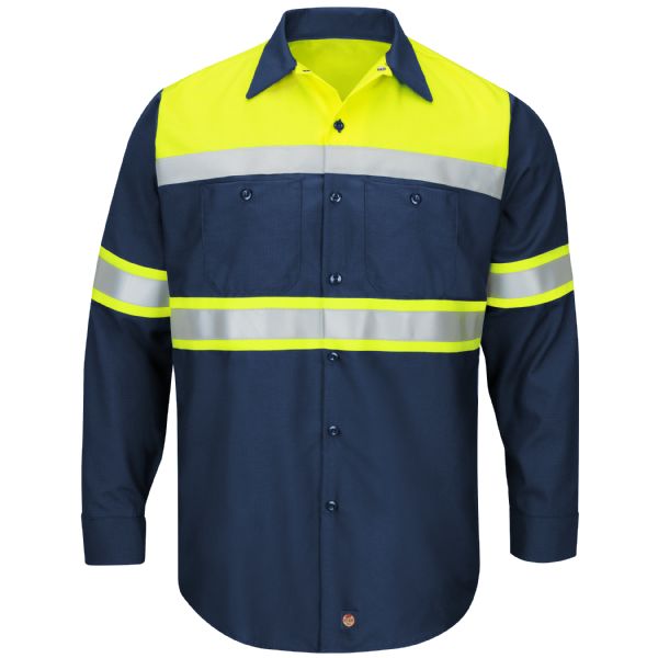 Red Kap Hi-Visibility Long Sleeve Color Block Ripstop Work Shirt - Type O, Class 1