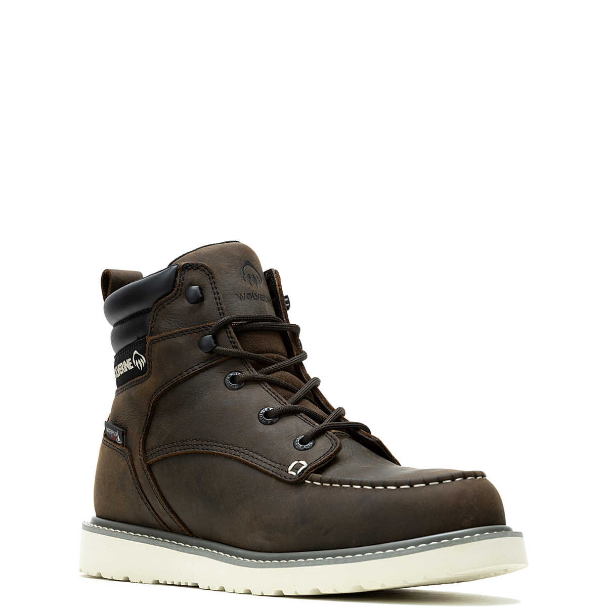 Wolverine Men's Trade Wedge 6" Moc-Toe Work Boot - Dark Brown (SOFT TOE)