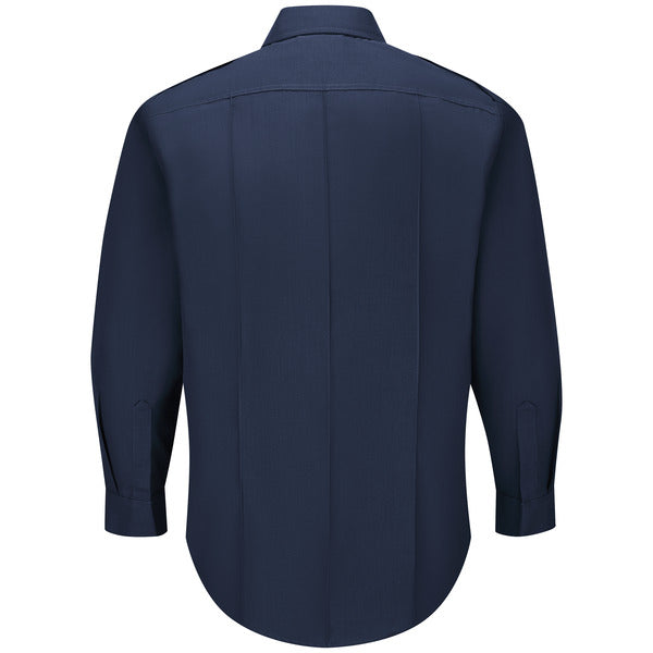 Workrite Men's Non-FR 100% Cotton Classic Long Sleeve Fire Chief Shirt - Navy