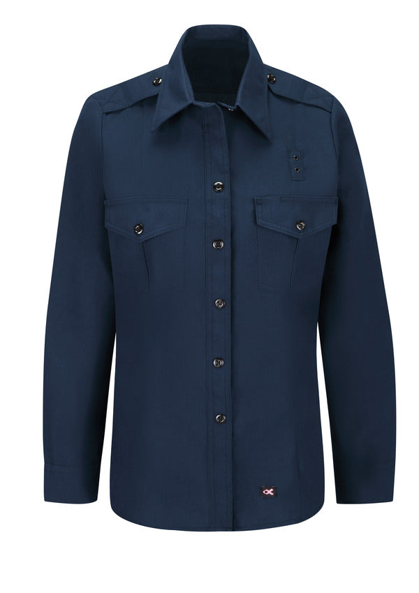 Workrite Women's Non-FR 100% Cotton Classic Long Sleeve Fire Chief Shirt - Navy