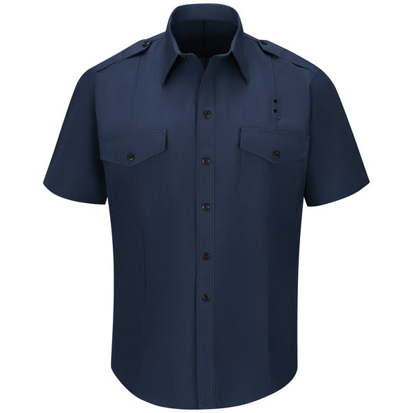 Workrite Men's Non-FR 100% Cotton Short Sleeve Fire Chief Shirt - Navy