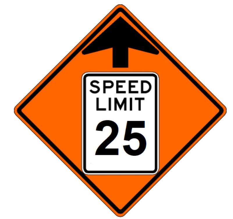 36" Orange Reduced Speed Limit Roll Up Sign