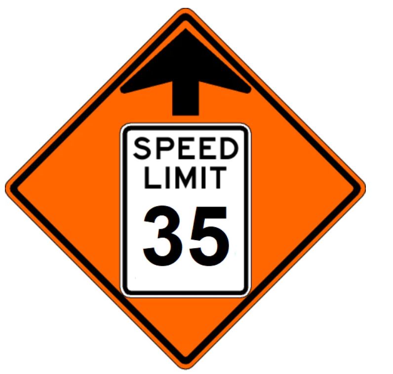 36" Orange Reduced Speed Limit Roll Up Sign