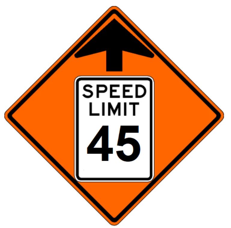 36" Orange Reduced Speed Limit Roll Up Sign