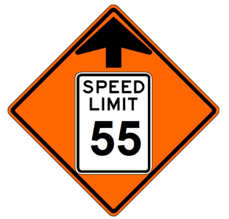 36" Orange Reduced Speed Limit Roll Up Sign