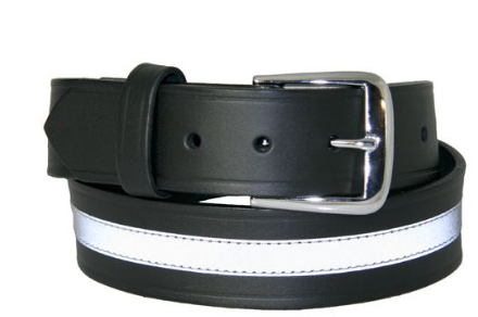 Boston Leather 1-1/2" Off-Duty Leather Belt w/ Reflective Ribbon