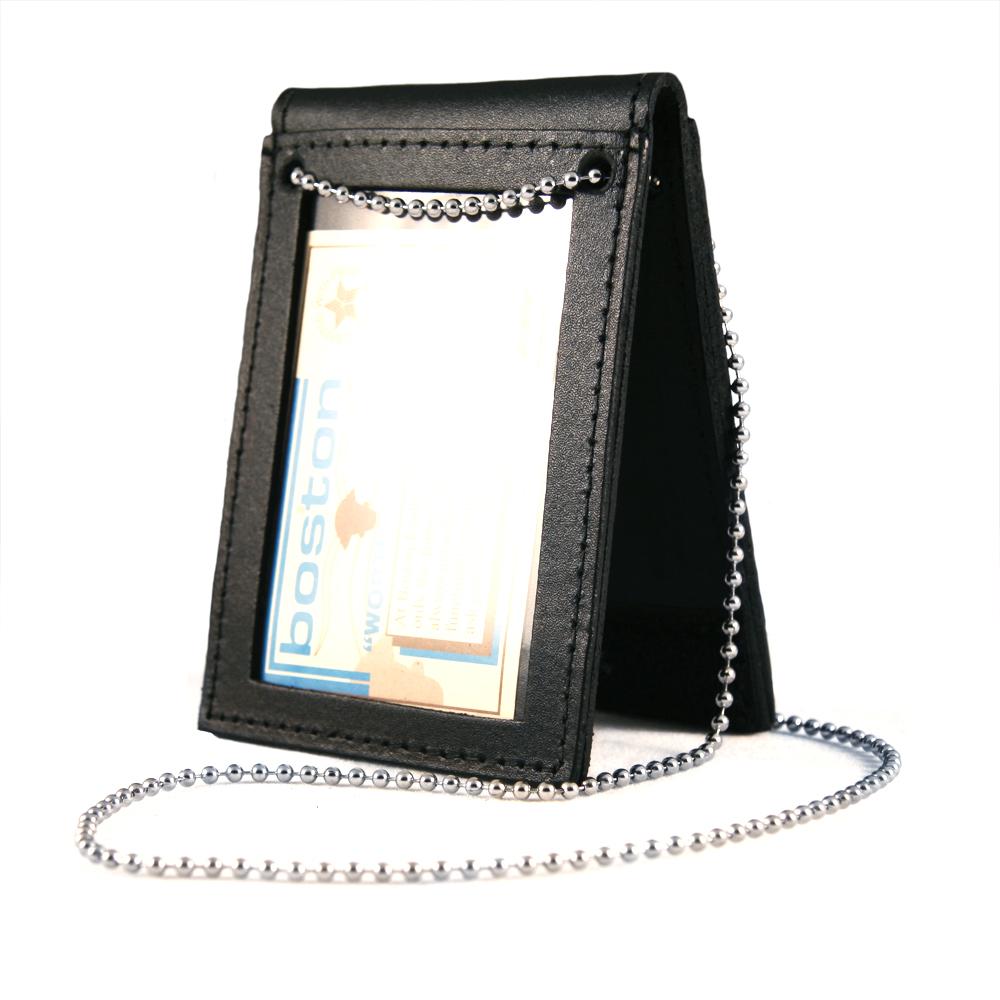 Boston Leather Neck Chain ID and Badge Holder (Foldover Design)